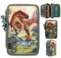 DEPESCHE 11772 Dino World 3-Fach Federtasche LED Landschaft